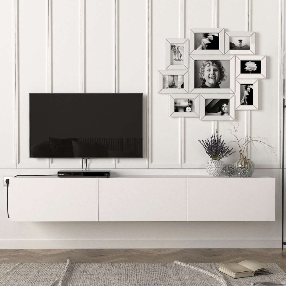 Damla Floating TV Stand - White