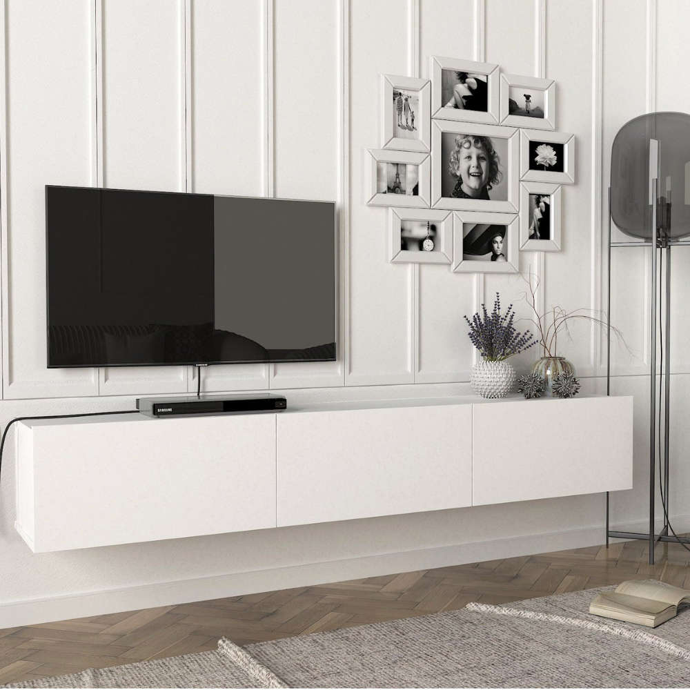 Damla Floating TV Stand - White