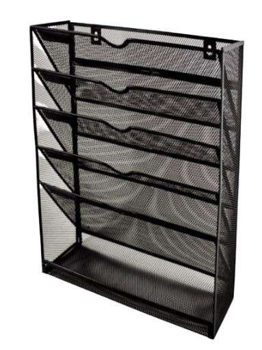 SDS M740 Wire Mesh Wall File Organizer Document Storage Compartments - Black