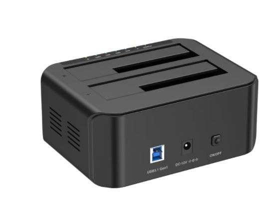 USB 3.0 to SATA III Dual Bay HDD/ SSD Docking Station with UASP & Offline Clone in Black