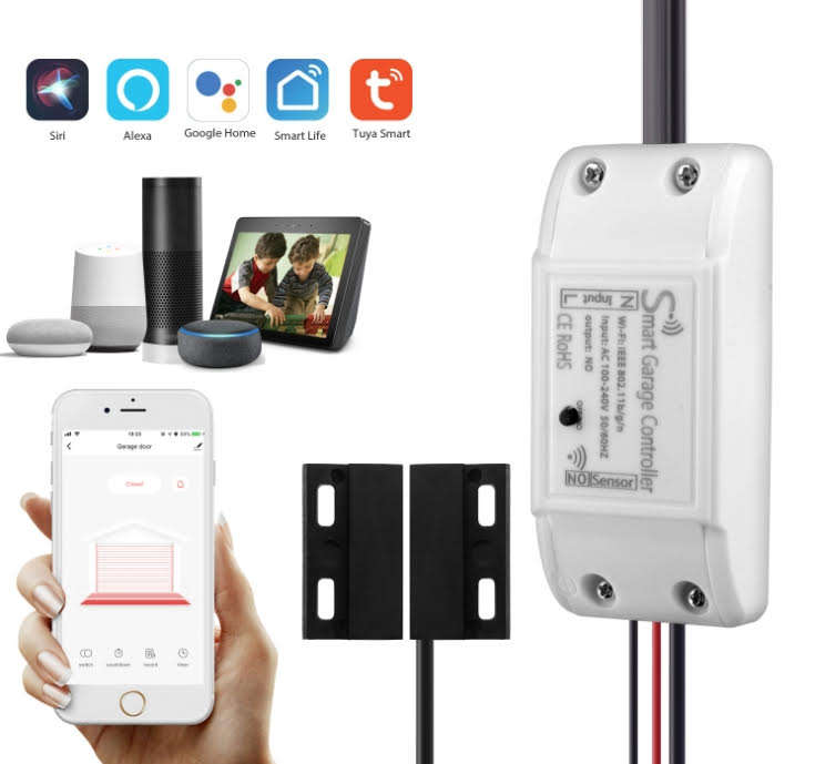 Smart WiFi Garage Gate Motor Controller Opener - Compatible with Alexa and Google Home
