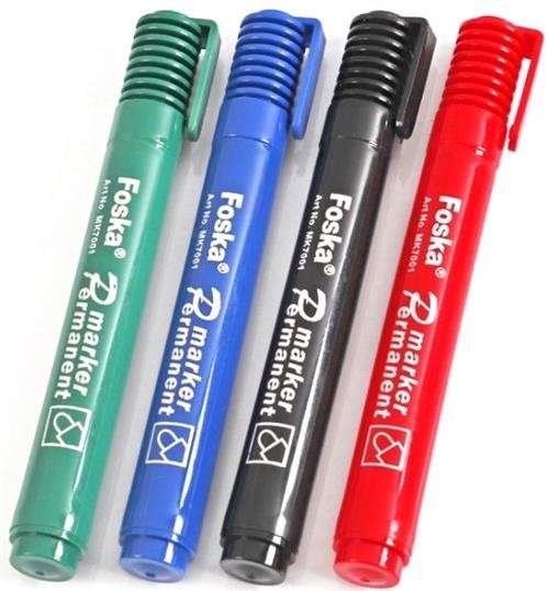 Foska 4 Pack Wallet Permanent Markers - Red  Blue  Black  Green