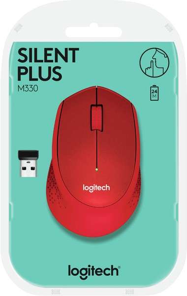 Logitech M330 Silent Cordless Notebook Optical Mouse - Red
