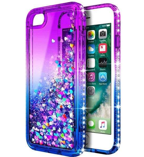 Tuff-Luv Liquid QuickSand Glitter Case for the Apple iPhone SE 2022/2022 and iPhone 7/8 - Blue