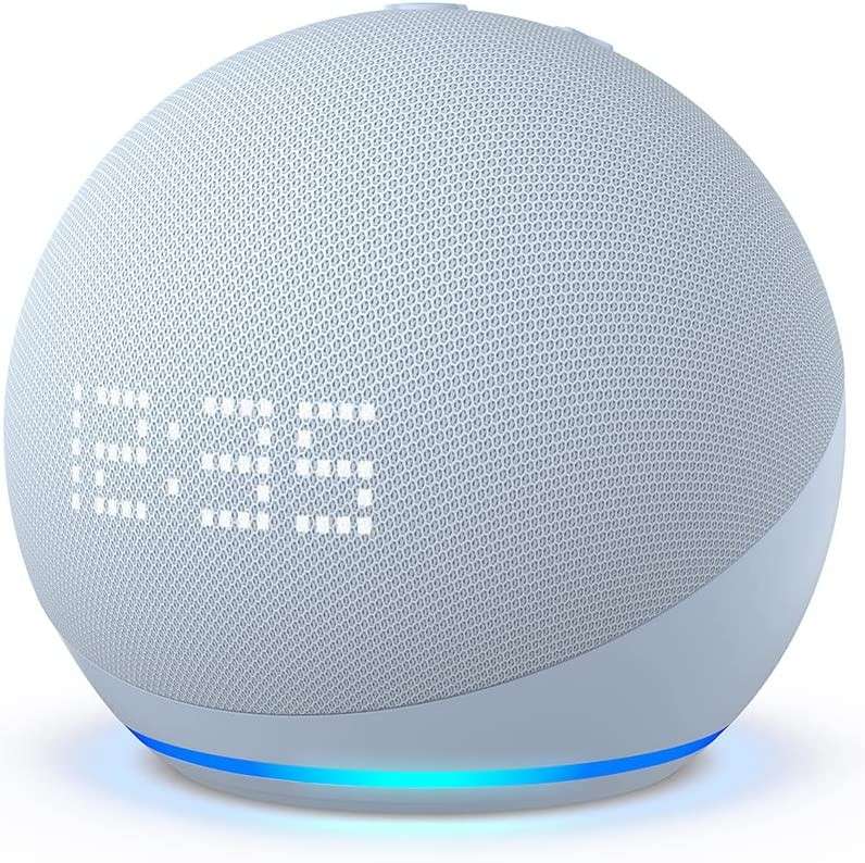 Echo Dot Smart Speaker (5th Gen, 2022 Release) - with Clock & Alexa - Cloud Blue