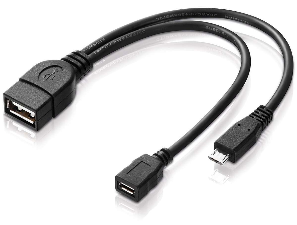 Micro USB Host OTG Cable with Micro USB Power connector (20cm)