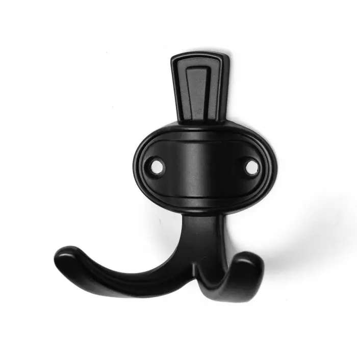 Double Coat / Robe Hook - Black Finish - 2