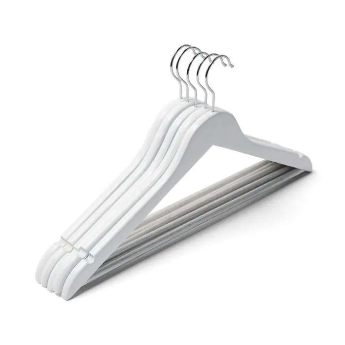 Wooden Hangers, White, 5 Pieces