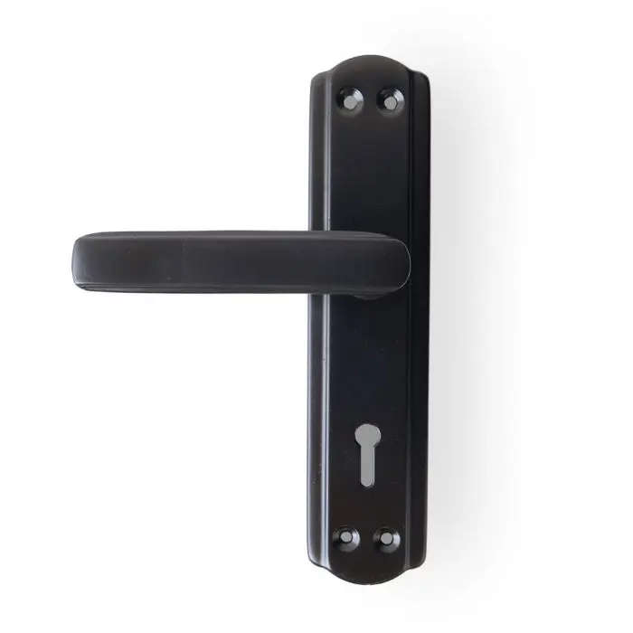 Lever Door Handle On Plate - Black Finish - 2
