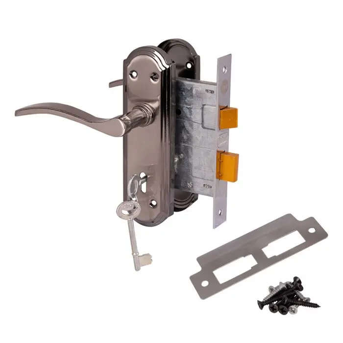 3-Lever Door Lockset - Black Finish - 2