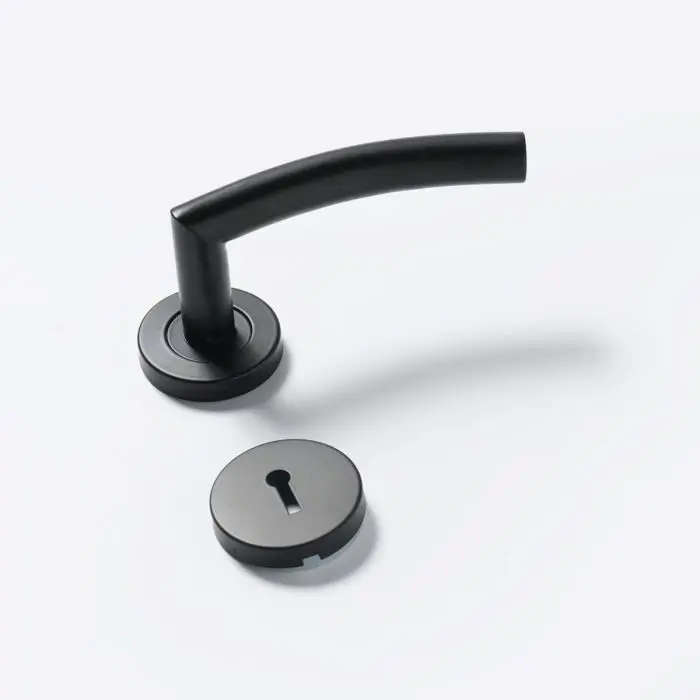 Lever Door Handle On Rose - Black Finish - 2
