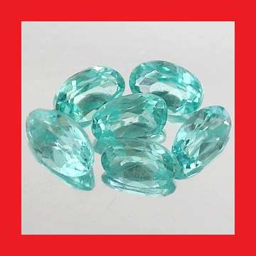 APATITE - 6 x PARAIBA BLUE GREEN OVAL FACET - 2.525cts
