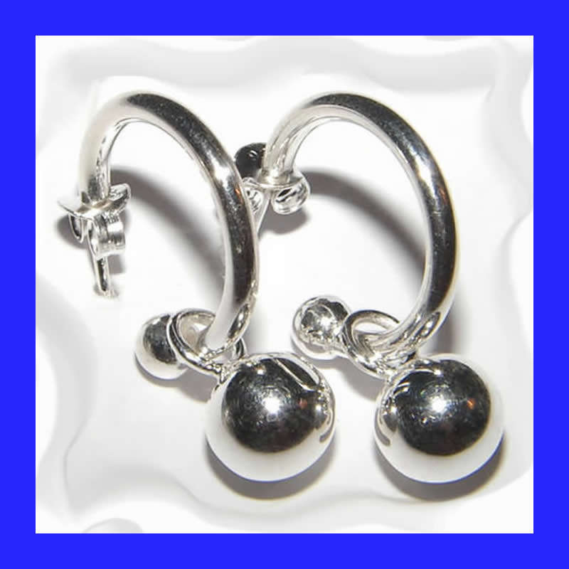 Gorgeous Dangling Pretty Woman Ball Earrings In Solid Sterling Silver