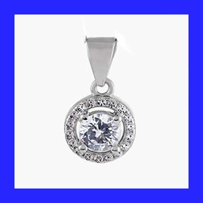 Cluster Halo Cubic Zirconia Pendant In Solid Sterling Silver