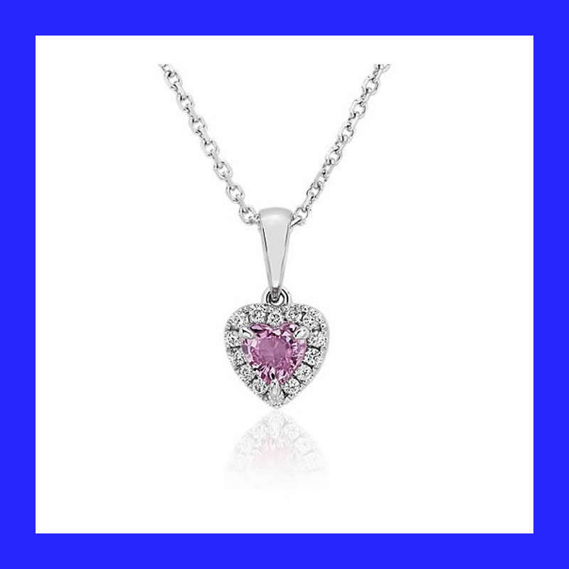 Cluster Halo Pink And Clear Cubic Zirconia Heart Pendant In Solid Sterling Silver (No Chain)