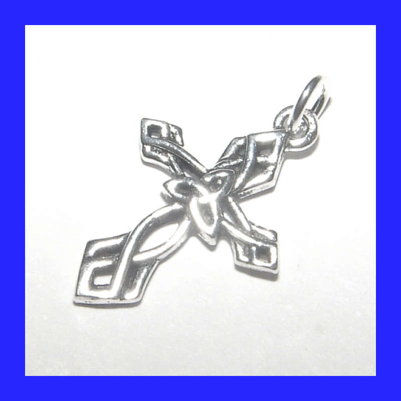 Gorgeous Celtic Cross Pendant  In Polished Solid Sterling Silver