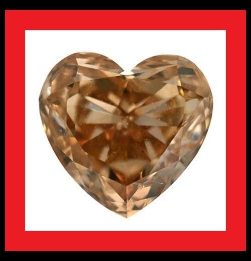 CUBIC ZIRCONIUM - CHAMPAGNE HEART SHAPE DIAMOND CUT - 4.96cts