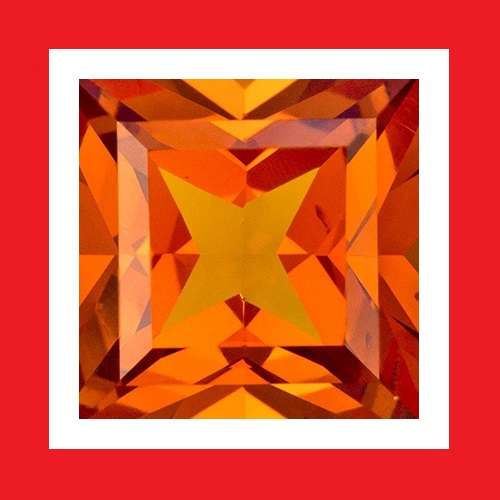CUBIC ZIRCONIUM - Orange Faceted Square Shape - 1.38cts