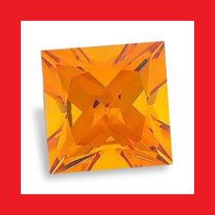 CUBIC ZIRCONIUM - BRIGHT ORANGE SQUARE FACET - 2.80cts