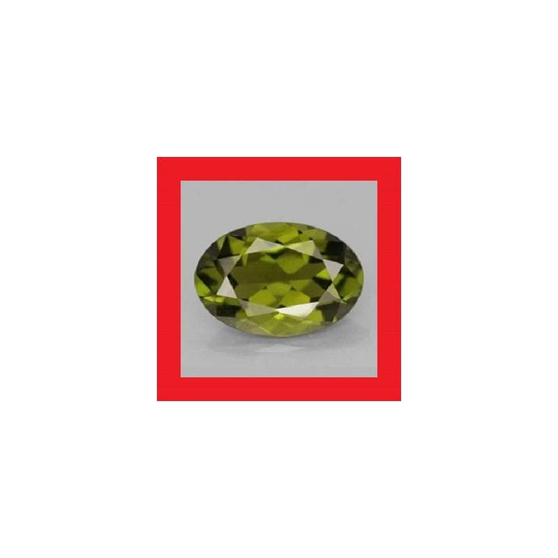 CUBIC ZIRCONIUM - OLIVE GREEN OVAL FACET - 1.34cts