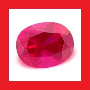 RUBY [Created] - Faceted Top Red Oval Shape - 2.25cts