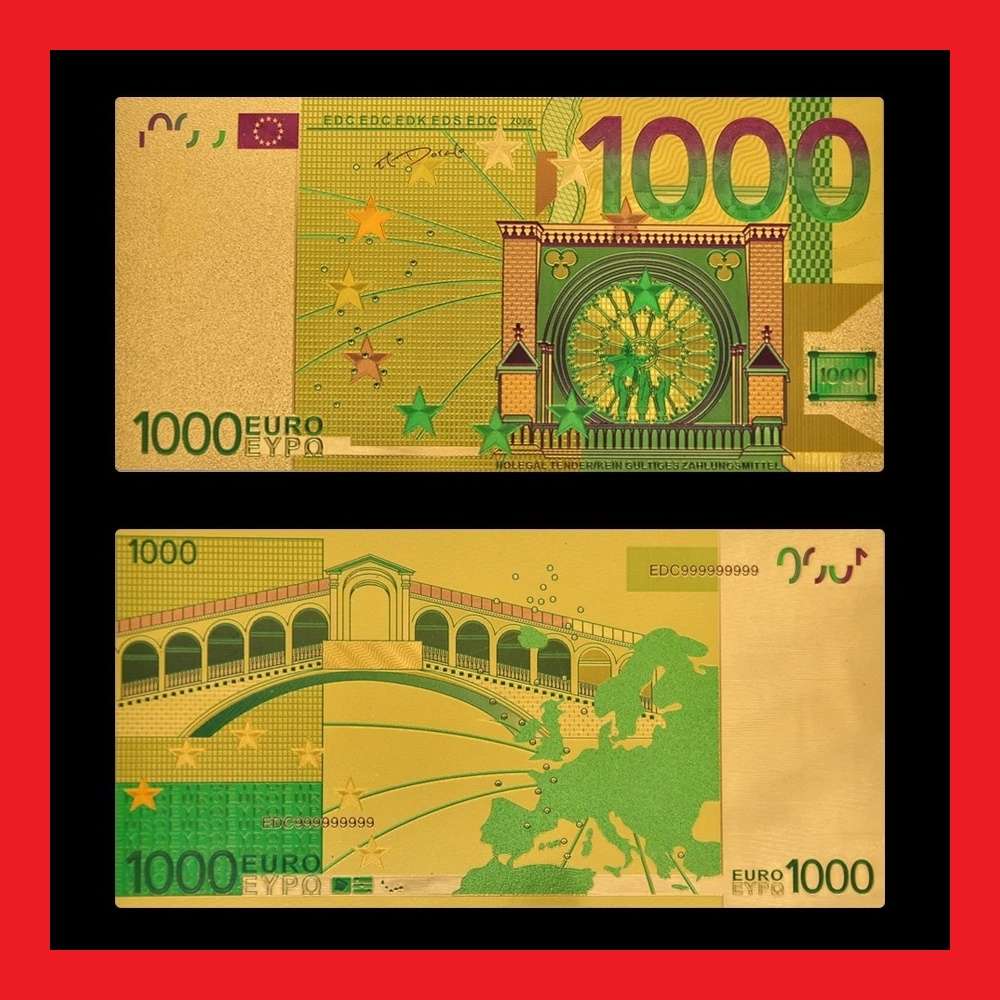 Parcel of US Dollar And Euro 24k Gold Plated Replica Banknotes