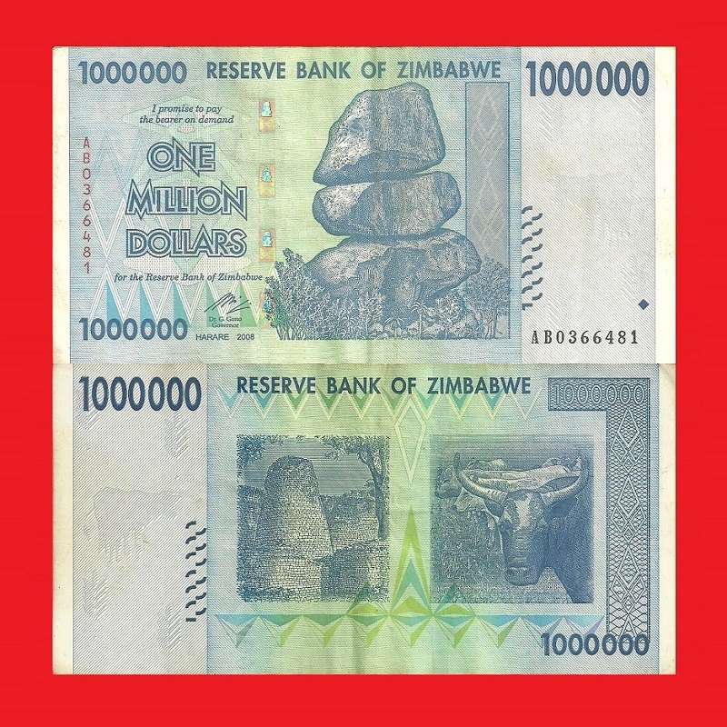 ZIMBABWE 1 Million Dollar Banknote Serial AB0366481