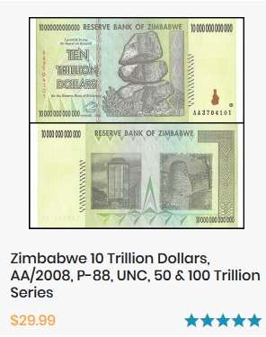 ZIMBABWE 10 Trillion Dollar Banknote AA Series Three Notes Sequential
