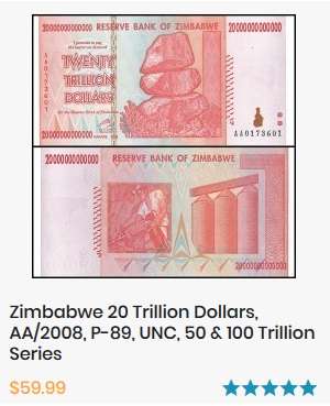 ZIMBABWE 20 Trillion Dollar Banknote 2008 AA Series Uncirculated Crisp Note