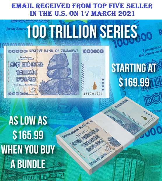 ZIMBABWE 100 Trillion Dollar Banknote 2008 AA Series Uncirculated Crisp Note