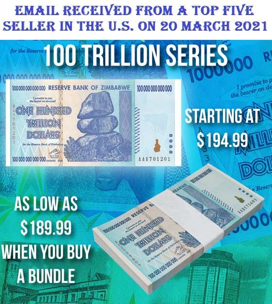 ZIMBABWE 100 Trillion Dollar Banknote 2008 AA Series Uncirculated Crisp Note