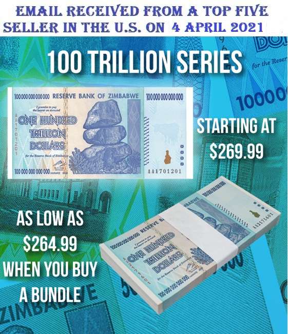 ZIMBABWE 100 Trillion Dollar Banknote 2008 AA Series Uncirculated Crisp Note