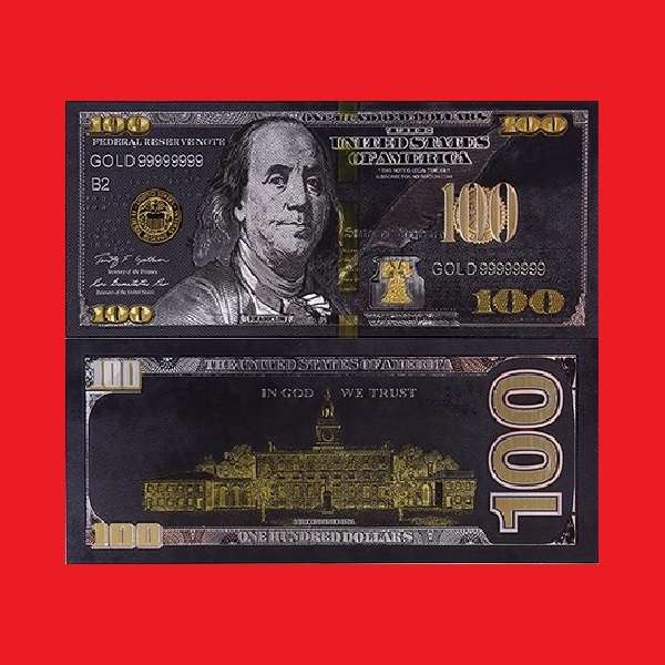 United States of America 24k Gold Black Replica $100 Banknote