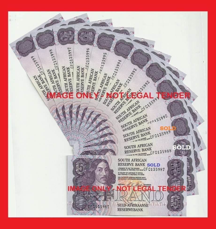 C.L. Stals R5 1st Issue Banknote Uncirculated Sequence Of Ten - Price Per Note