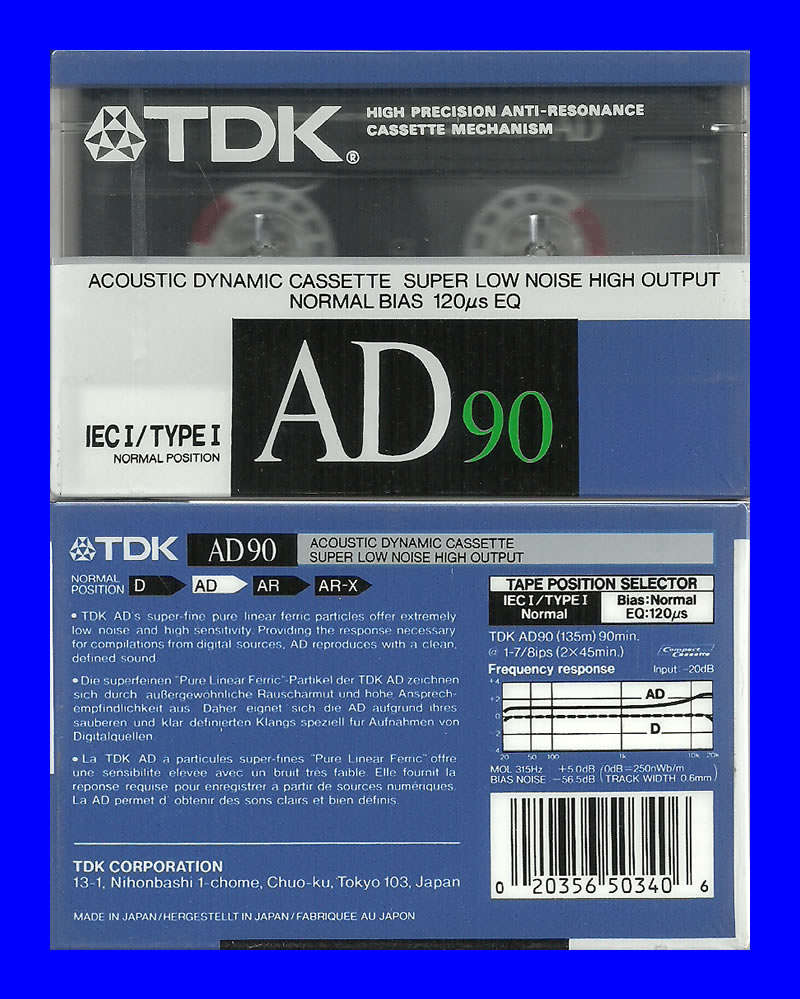 AUDIO CASSETTE  -  TDK AD90 (SEALED)