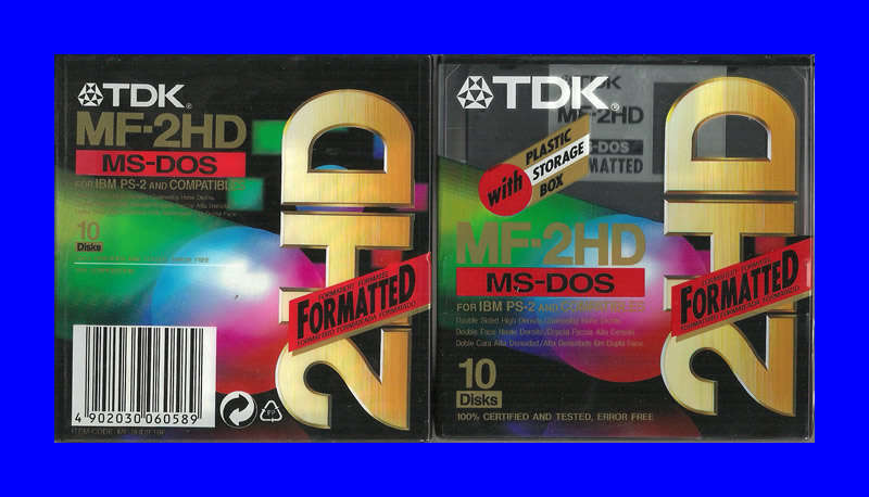 PACK OF 10 TDK MF-2HD DOUBLE SIDED 3 1/2 INCH - HIGH DENSITY FLOPPY DISKETTES  (STIFFIES)