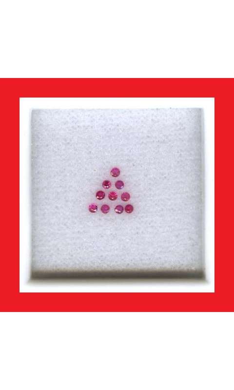 Ruby [Thailand] - 10 x Pigeon Blood Red Faceted Round Shape - Total 0.45cts