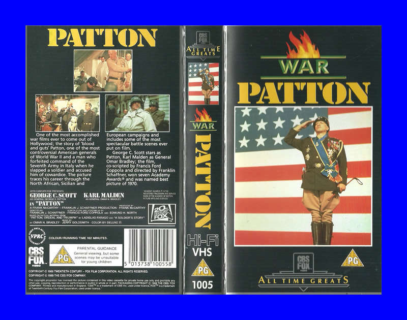 VHS CASSETTE  -  PATTON (GEORGE.C.SCOTT & KARL MALDEN)