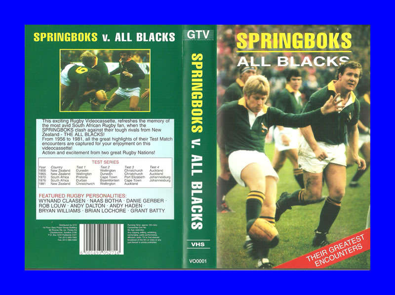 VHS CASSETTE  -  SPRINGBOKS VS ALL BLACKS (1956 - 1981)