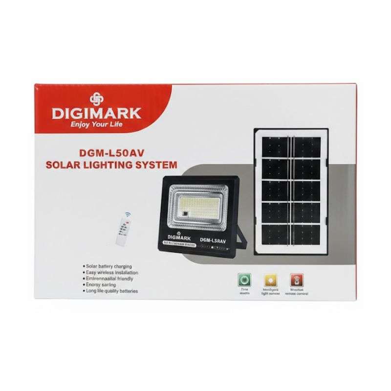50W Solar LED Flood Light  Compact Outdoor Security Lamp with Remote