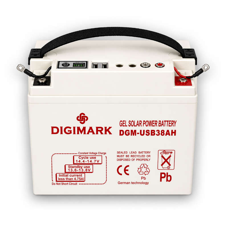 Digimark 38Ah Gel Solar Battery with USB Output  Backup Power Battery (DGMUSB38AH)