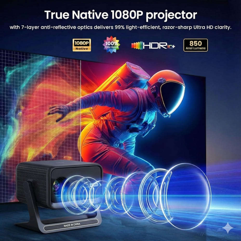 X8 Smart 4K Projector - 850 ANSI Lumens, Native 1080P, Android 9.0 & Auto Focus | Next-Gen Home T...