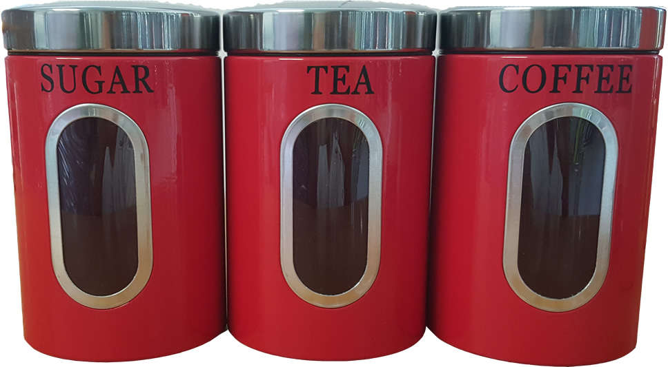 Red 3pcs Canister Set Large