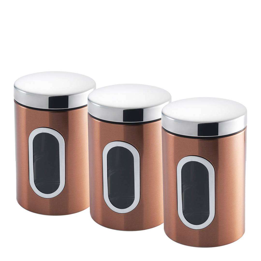 3 Pcs Canister Set Copper