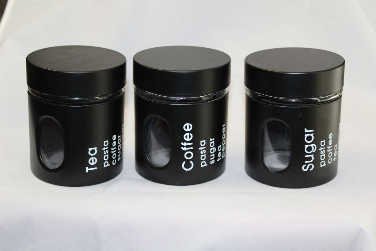 3 Pcs Tea Coffee Sugar Set Black