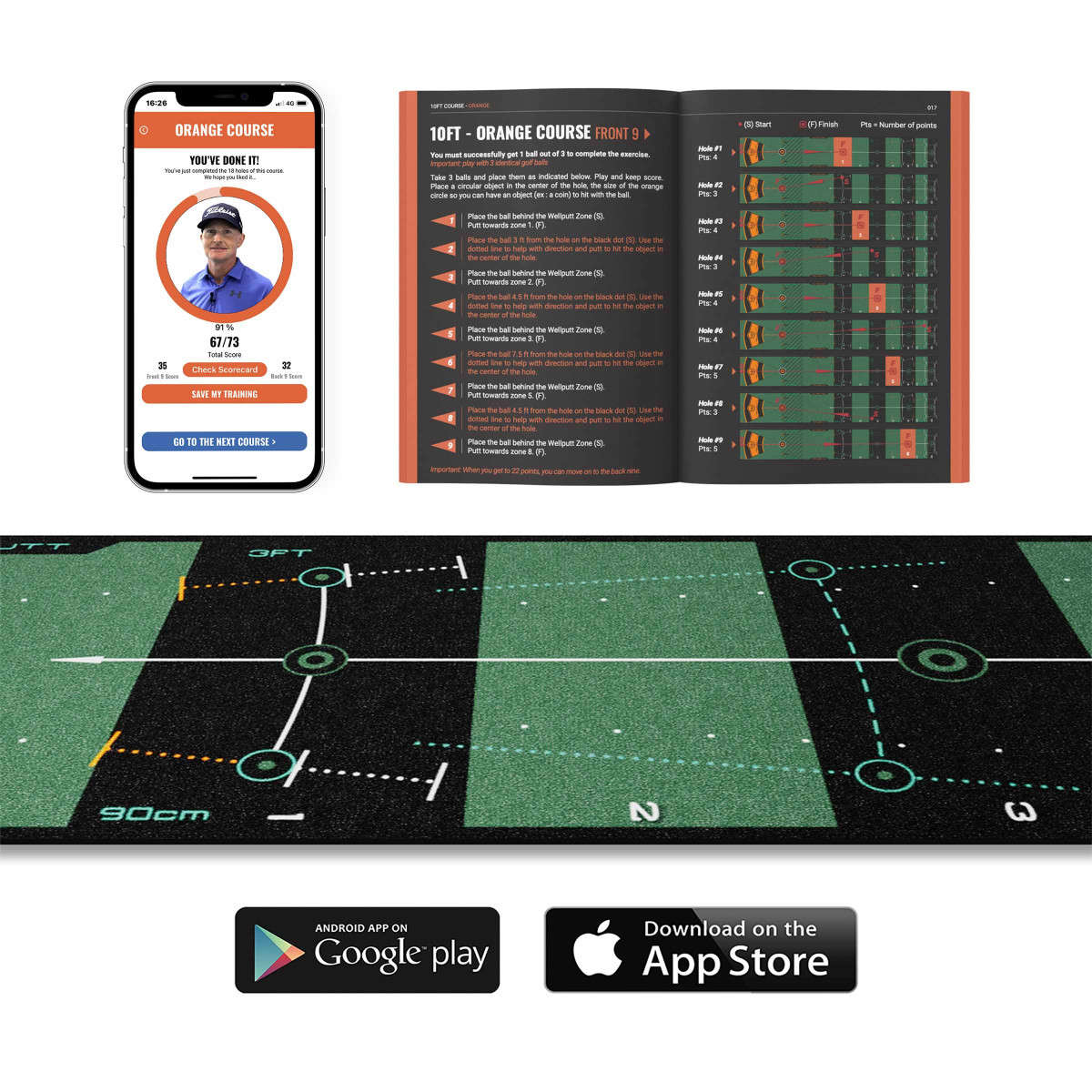 Wellputt Putting Mat 10Ft (3M) Green