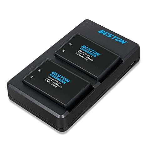 Beston USB Dual Charger and 2 Battery Kit for Canon LP-E17