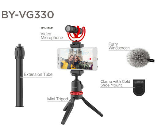 Boya VG330 Vlogger Kit with Microphone and Mini Tripod