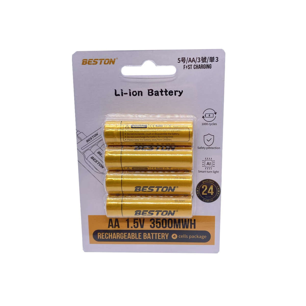 BESTON 1.5v li-ion lithium AA 2269mAh rechargeable battery for MP3/Camera/microphone