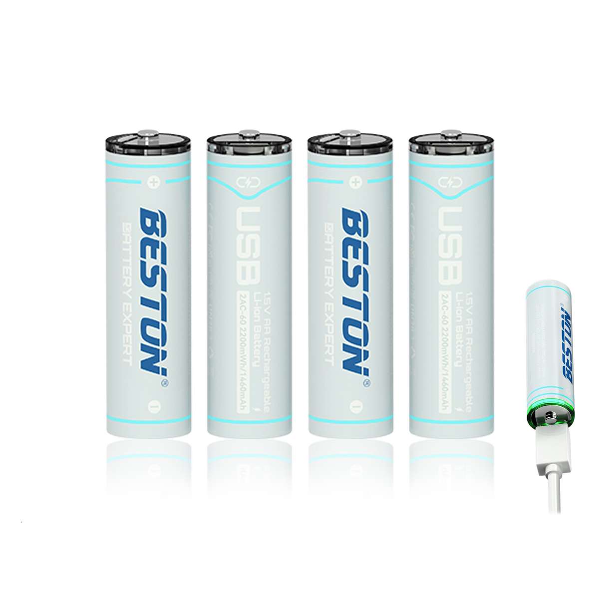 Beston 1.5V 1460mAh AA Rechargeable Lithium-Ion Batteries (Pack of 4)